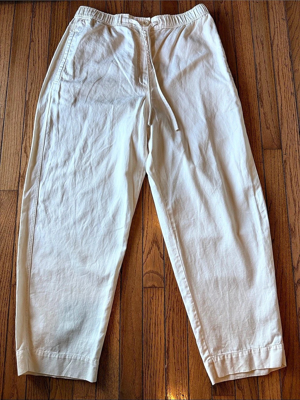 COS Elasticated Drawstring Trousers in White Size Medium